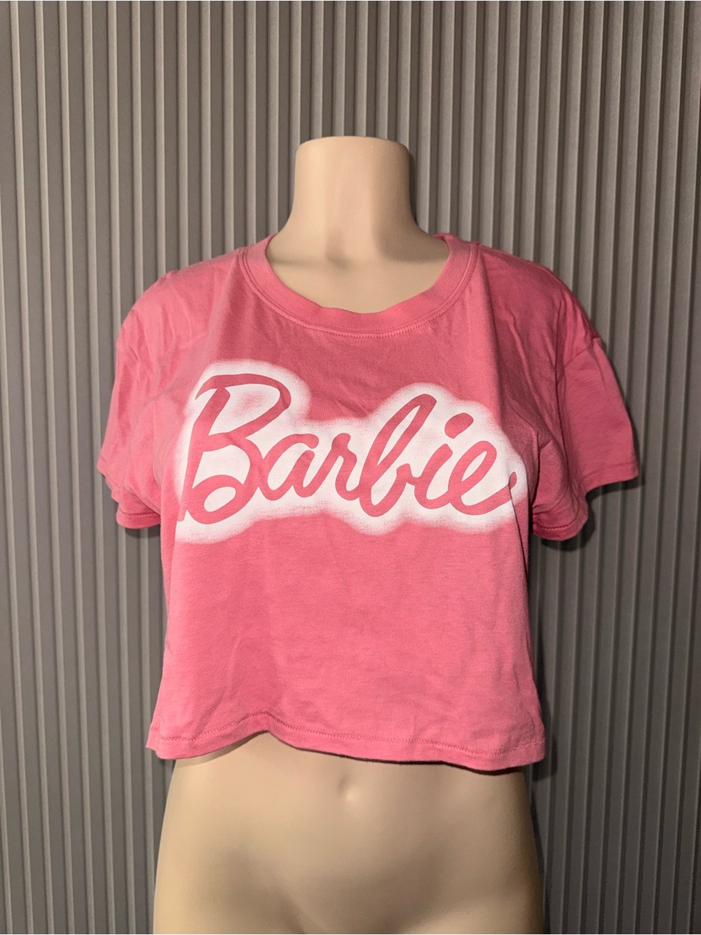 Barbie Pink Script Logo Crop Top